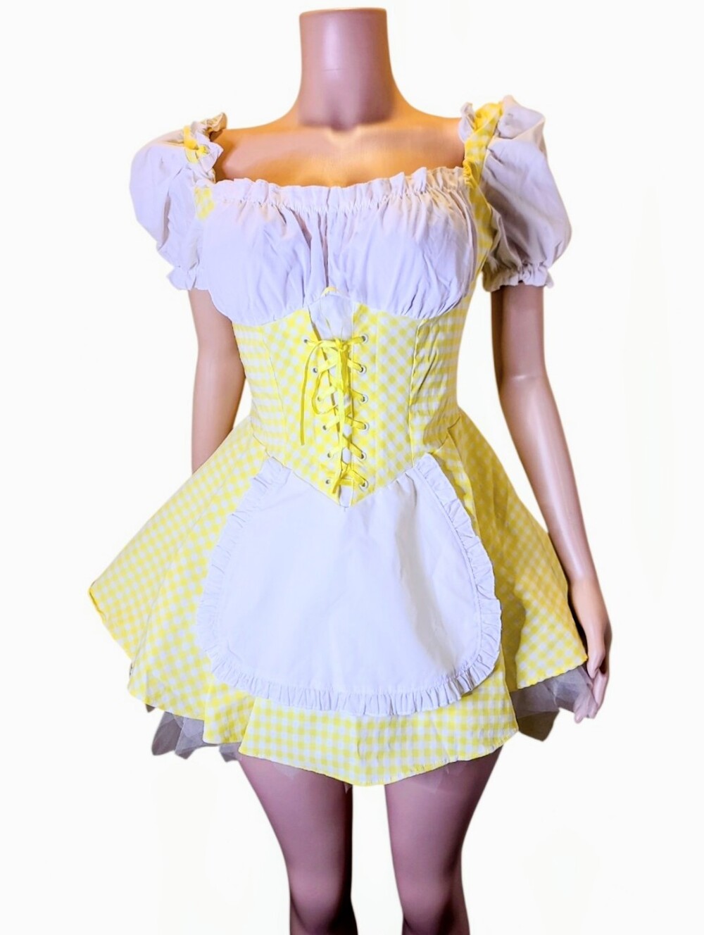 Y2K 2000s Leg Avenue Goldilocks Gingham Milkmaid Costume Dress M